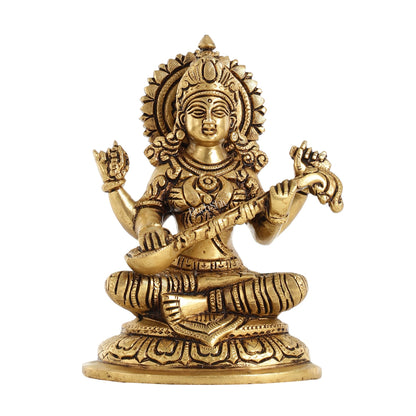 Superfine Brass Saraswati Idol - 7.5 Inch