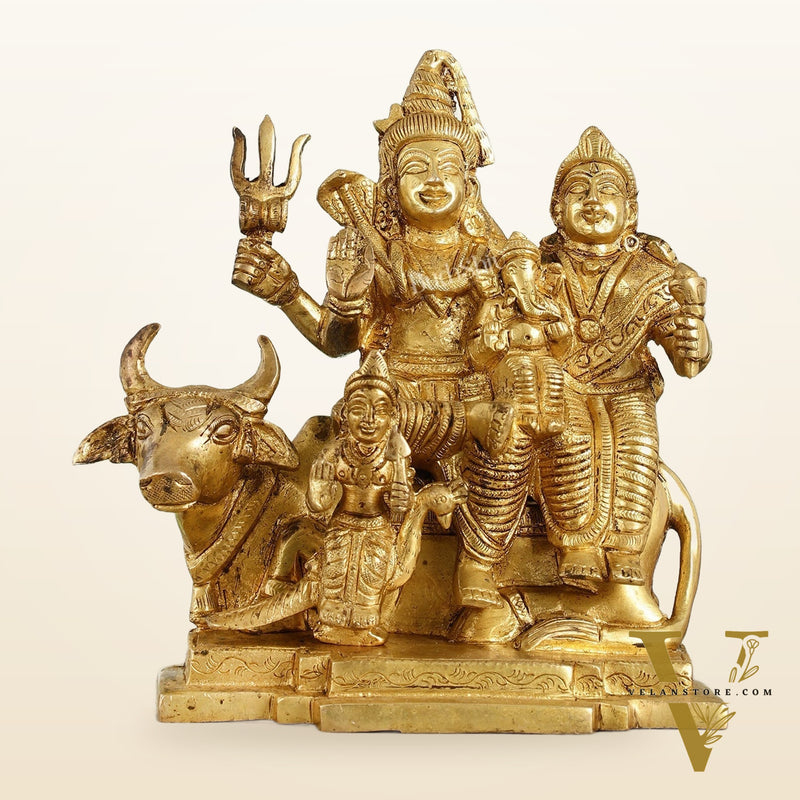 Superfine Brass Shiv Parivar Idol - 7.5 Inch