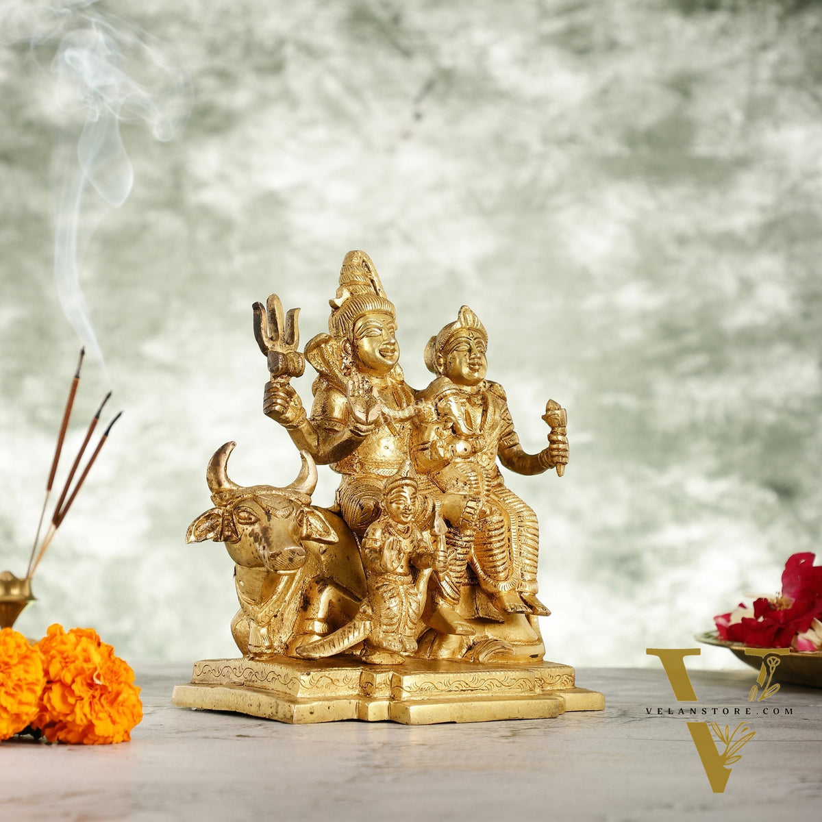 Superfine Brass Shiv Parivar Idol - 7.5 Inch