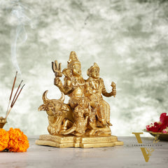 Superfine Brass Shiv Parivar Idol - 7.5 Inch