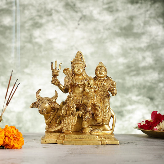 Superfine Brass Shiv Parivar Idol - 7.5 Inch