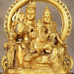 Superfine Brass Shiv Parivar Idol with Frame - 12.5 inch