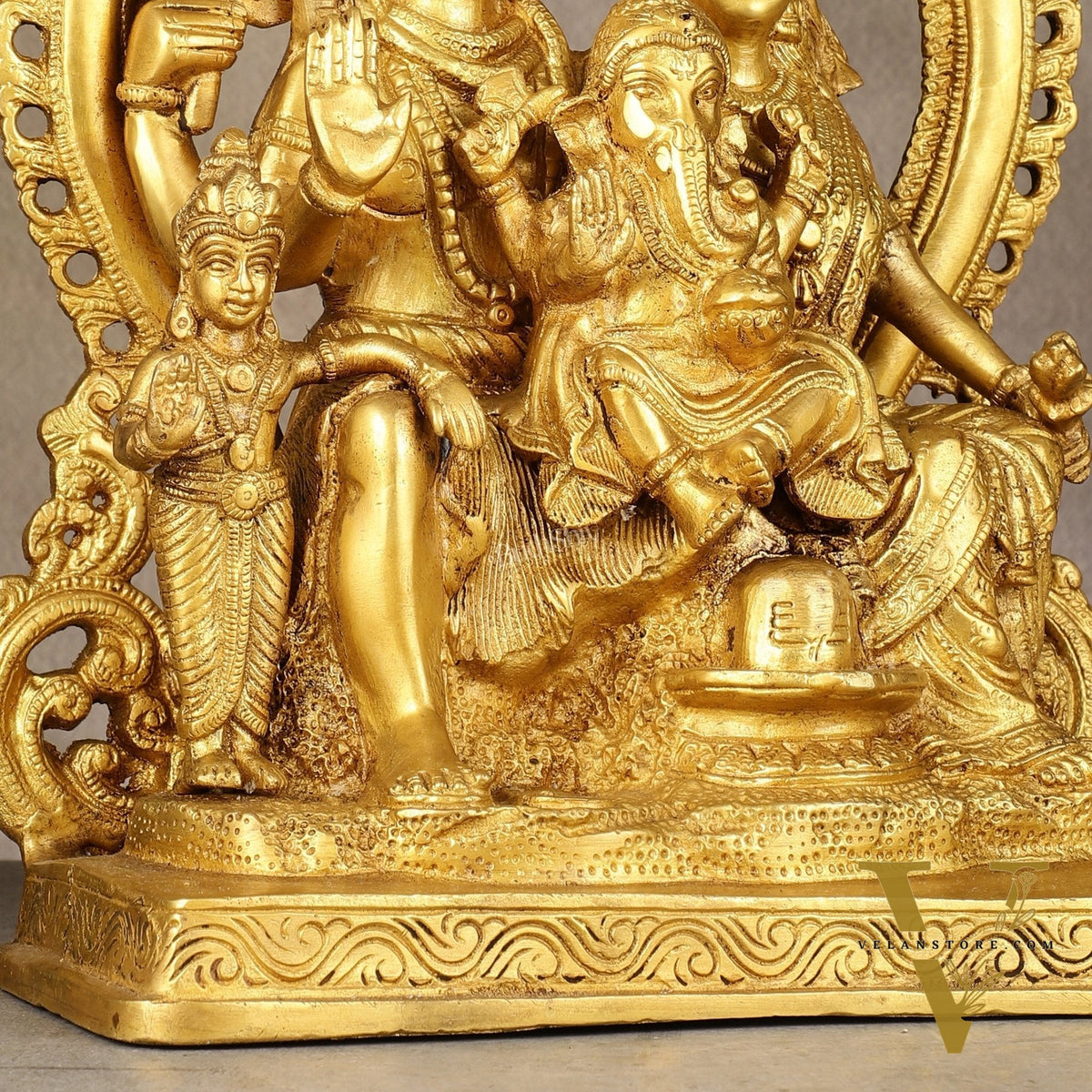 Superfine Brass Shiv Parivar Idol with Frame - 12.5 inch