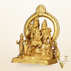 Superfine Brass Shiv Parivar Idol with Frame - 12.5 inch