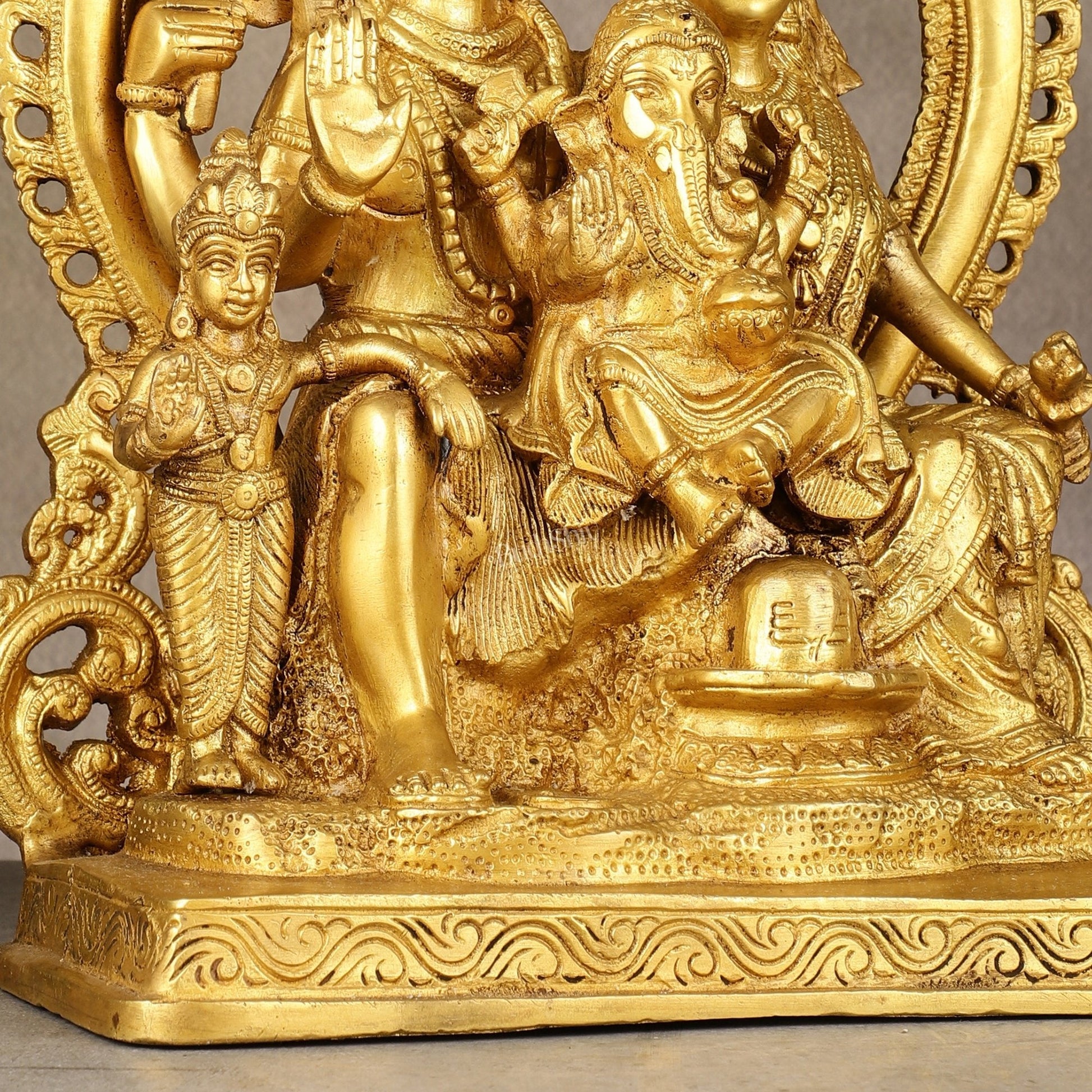Superfine Brass Shiv Parivar Idol with Frame - 12.5 inch