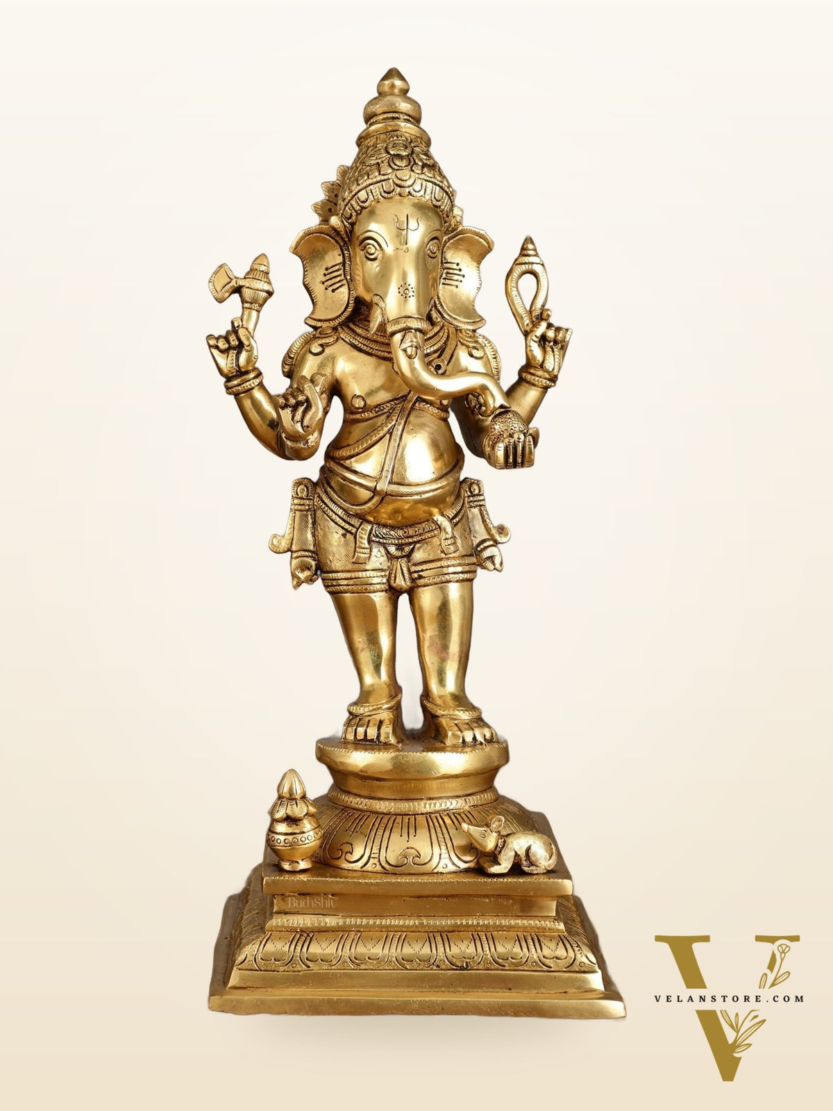 Superfine Brass Standing Ganesha Statue – 16.5 Inches