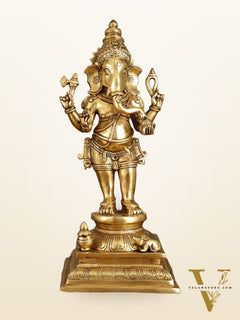 Superfine Brass Standing Ganesha Statue – 16.5 Inches
