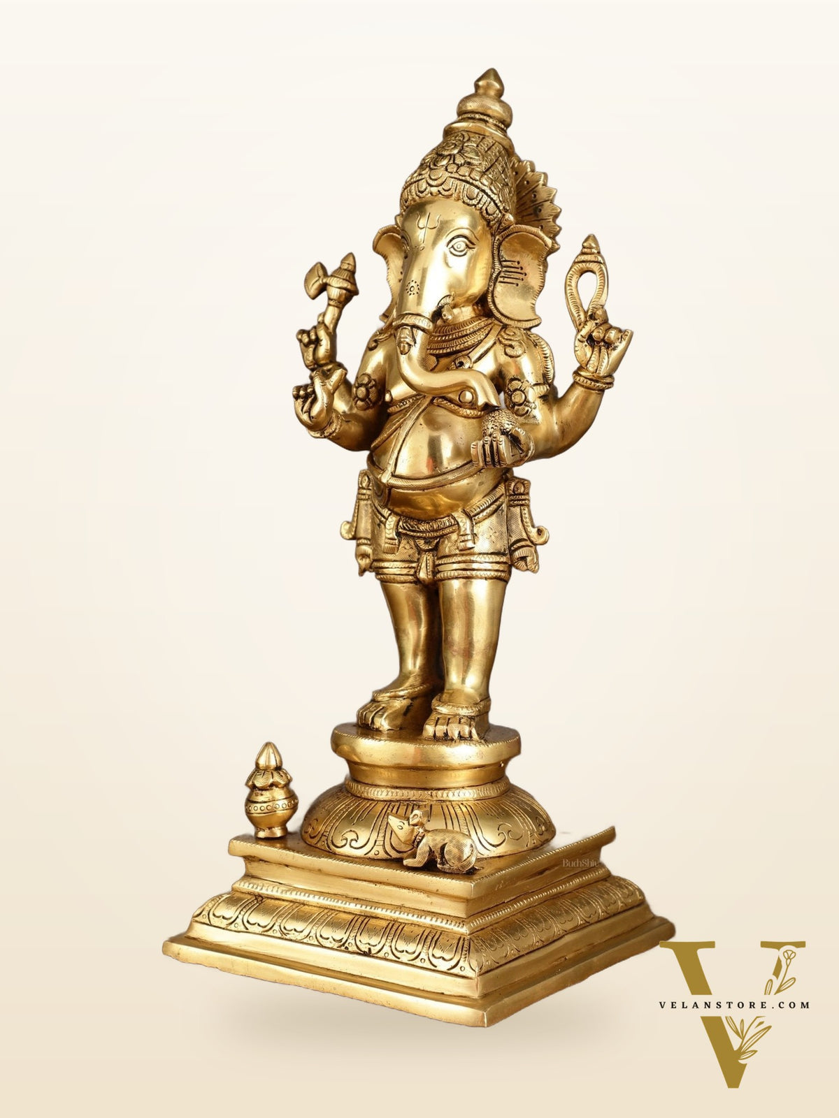 Superfine Brass Standing Ganesha Statue – 16.5 Inches