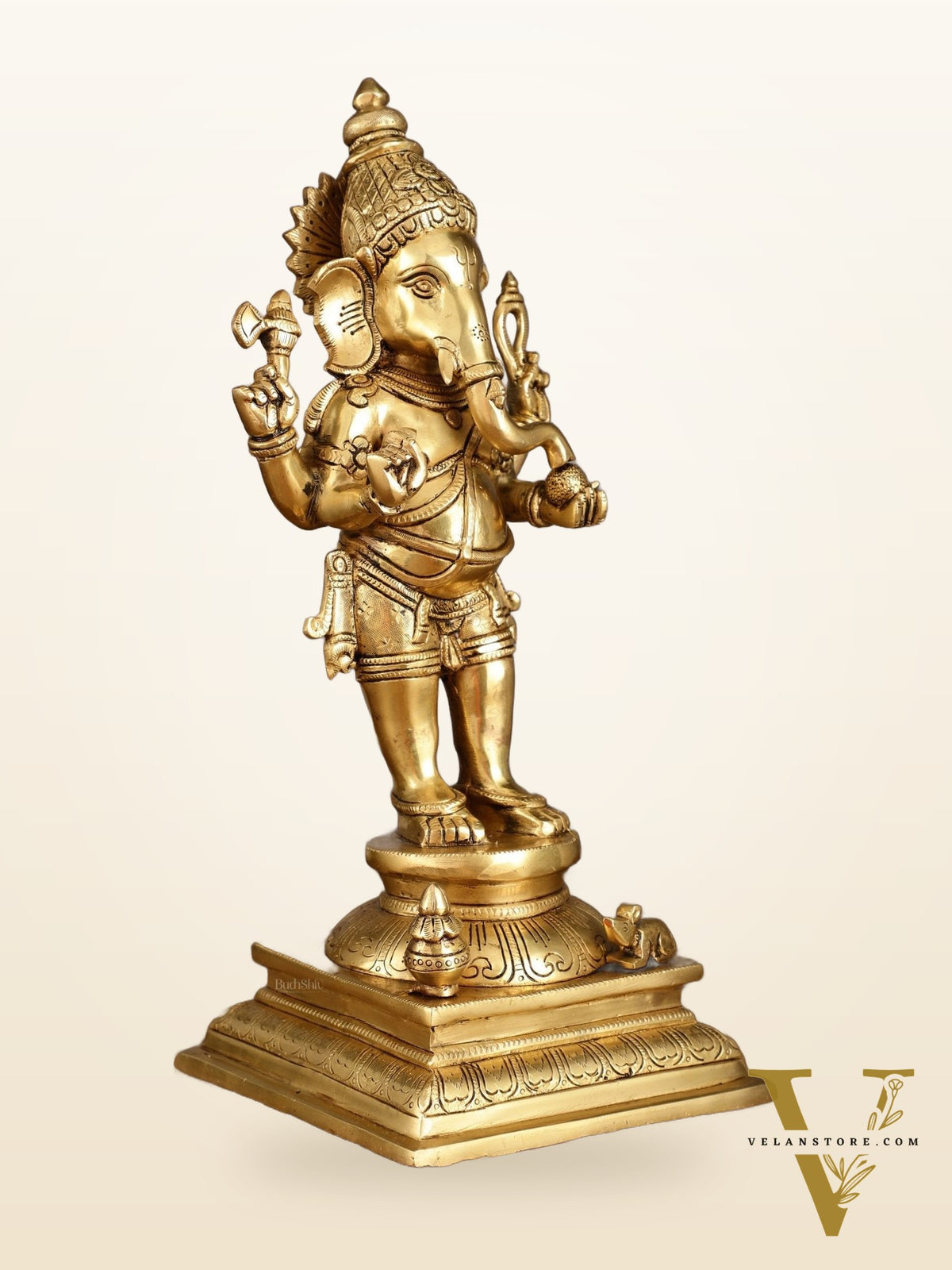Superfine Brass Standing Ganesha Statue – 16.5 Inches