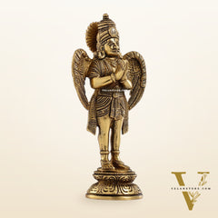 Superfine Brass Standing Garuda Idol in Namaskar Mudra 8 inch