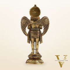 Superfine Brass Standing Garuda Idol in Namaskar Mudra 8 inch