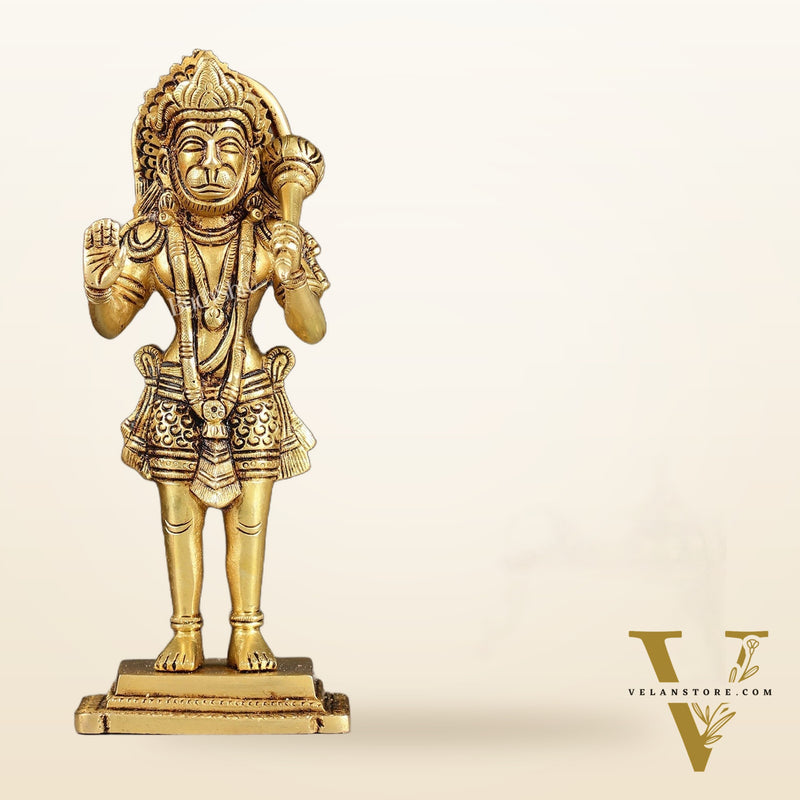 Superfine Brass Standing Hanuman Idol - 8.5 inch