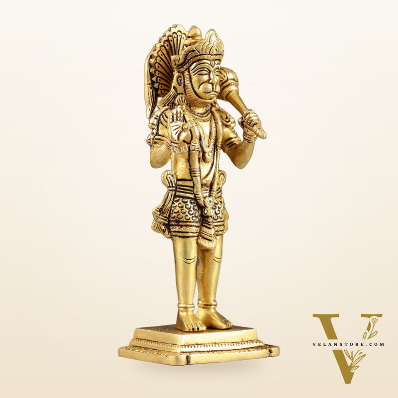 Superfine Brass Standing Hanuman Idol - 8.5 inch