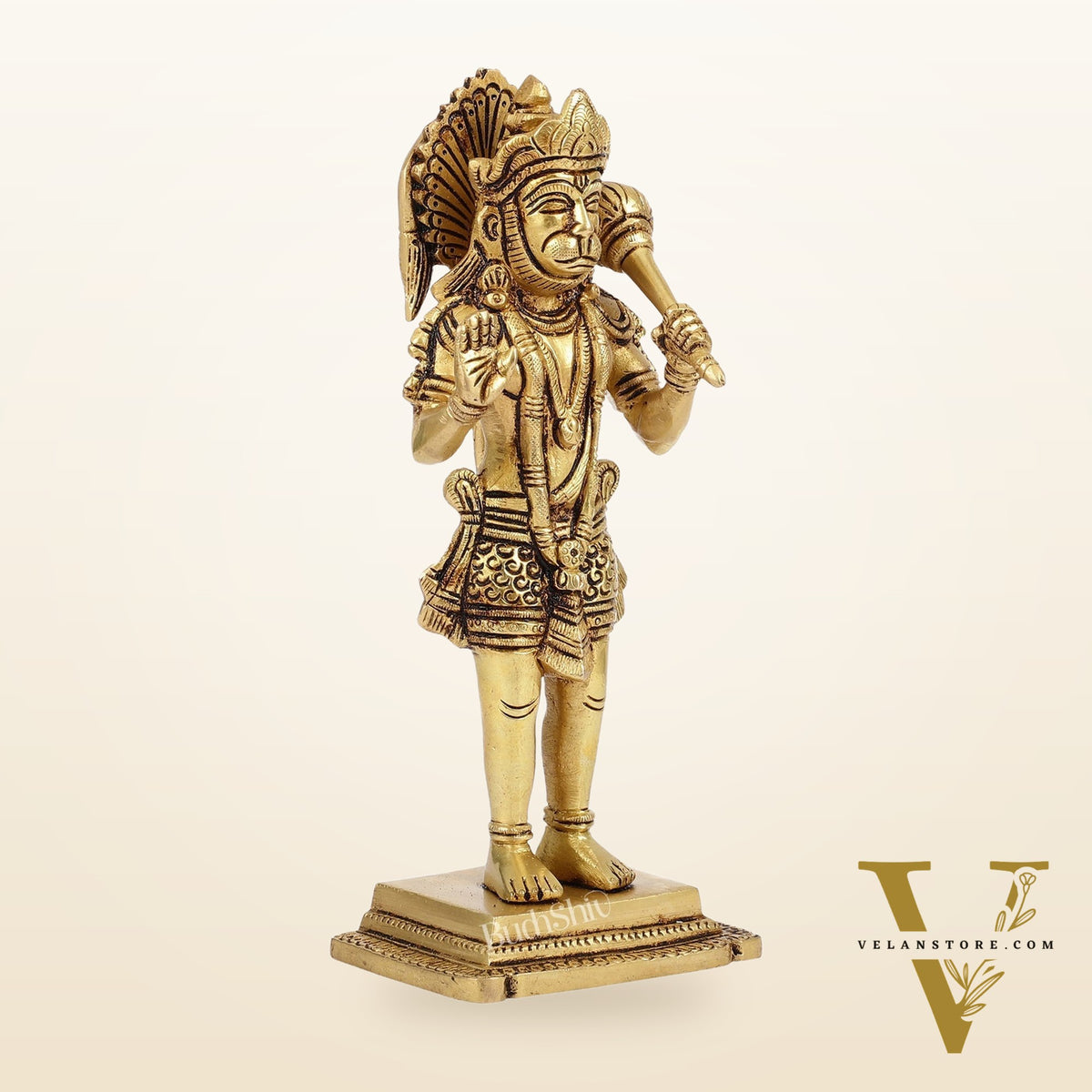 Superfine Brass Standing Hanuman Idol - 8.5 inch