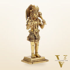 Superfine Brass Standing Hanuman Idol - 8.5 inch