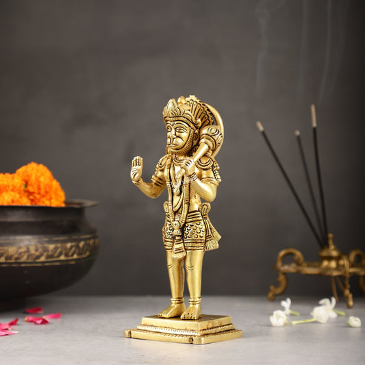 Superfine Brass Standing Hanuman Idol - 8.5 inch