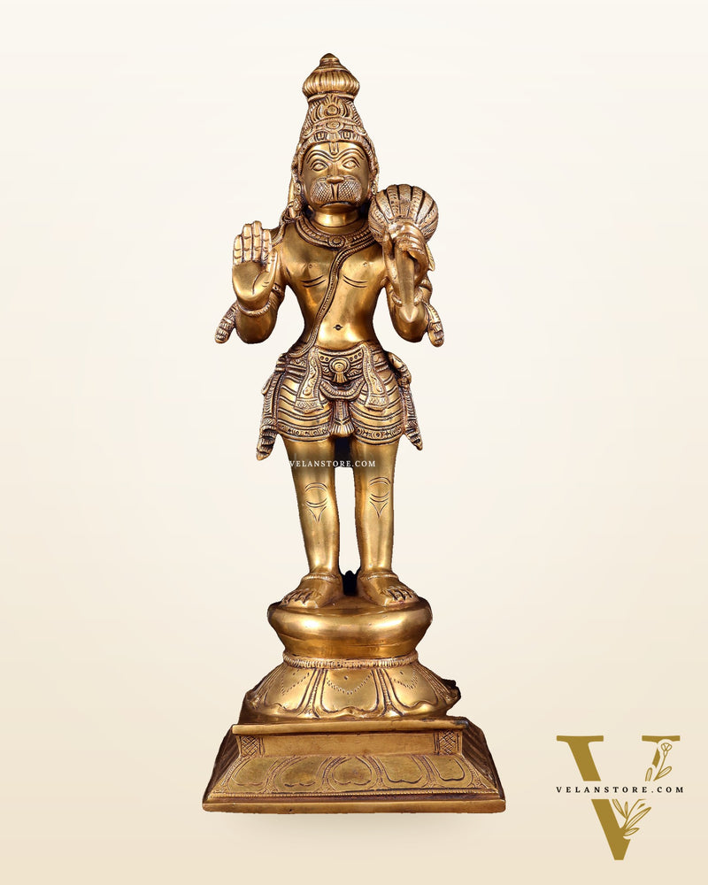 Superfine Brass Standing Lord Hanuman Idol | 16.5 inch