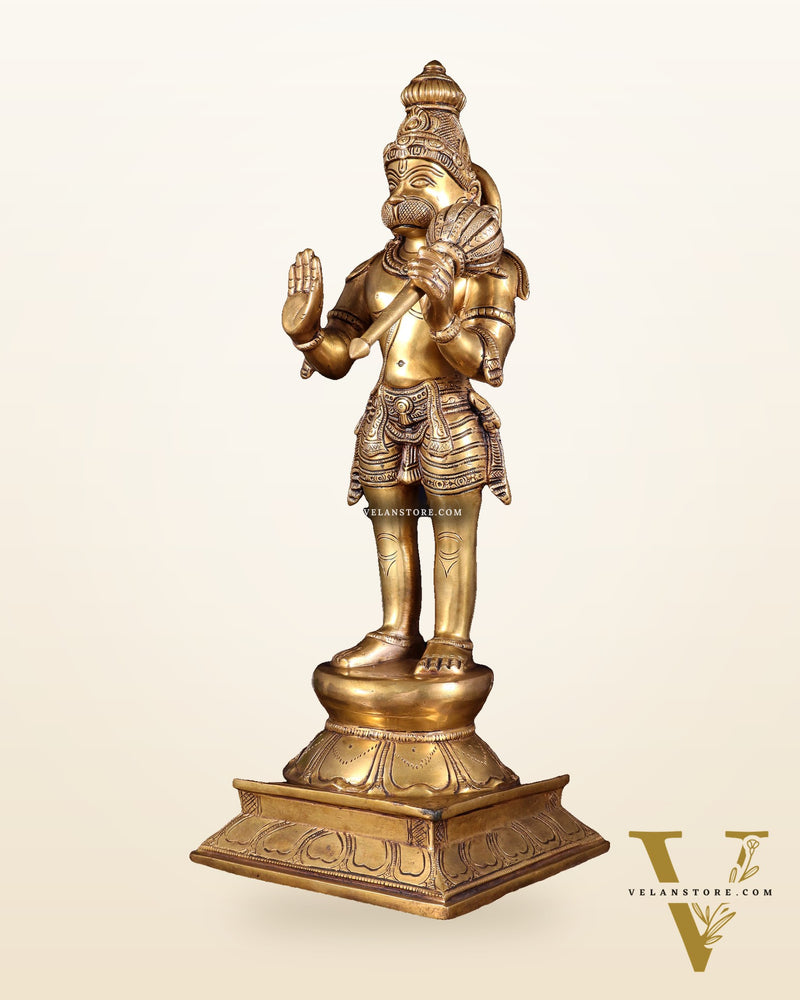 Superfine Brass Standing Lord Hanuman Idol | 16.5 inch