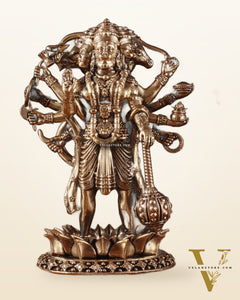 Superfine Brass Standing Panchmukhi Hanuman Idol – 5 Inch