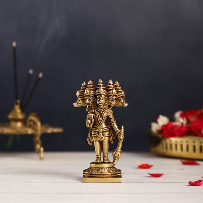 Superfine Brass Standing Panchmukhi Hanuman Murti | Height 5.5 inch