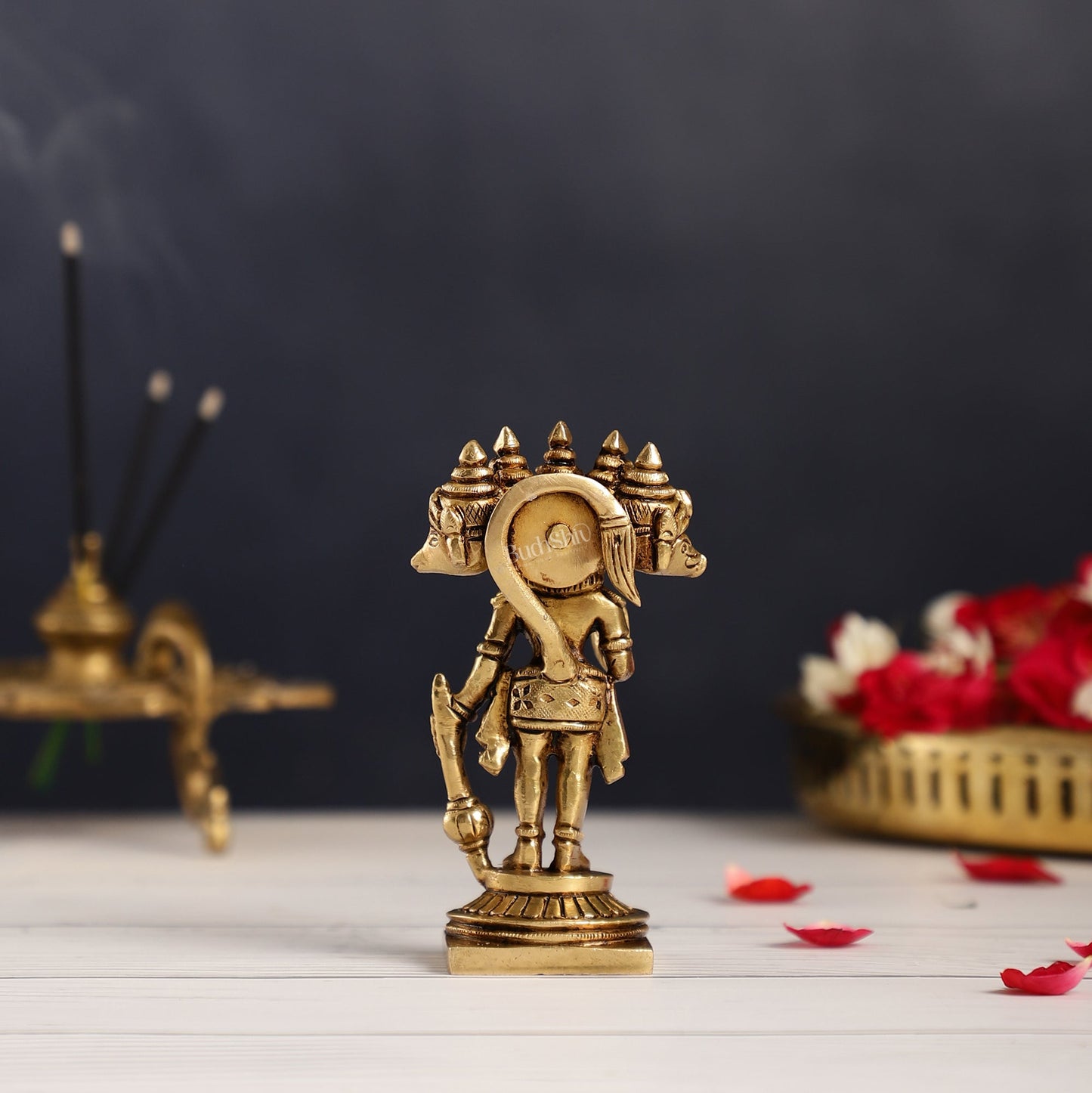 Superfine Brass Standing Panchmukhi Hanuman Murti | Height 5.5 inch