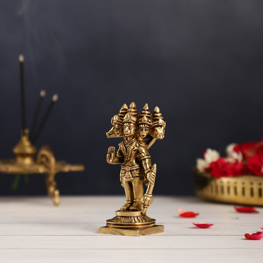 Superfine Brass Standing Panchmukhi Hanuman Murti | Height 5.5 inch