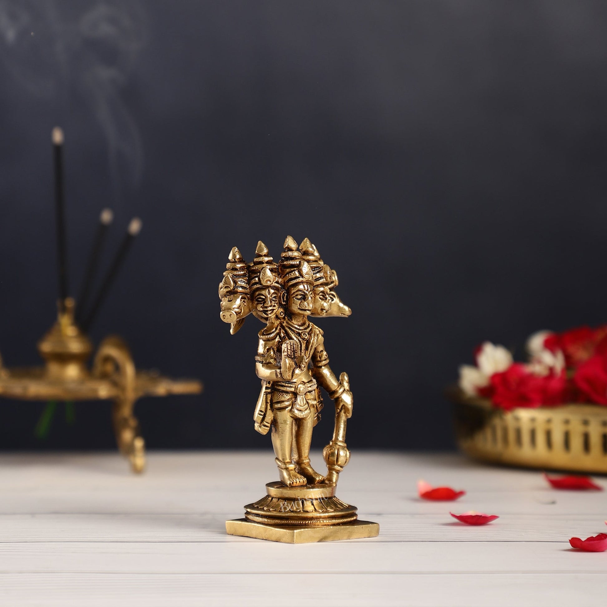 Superfine Brass Standing Panchmukhi Hanuman Murti | Height 5.5 inch