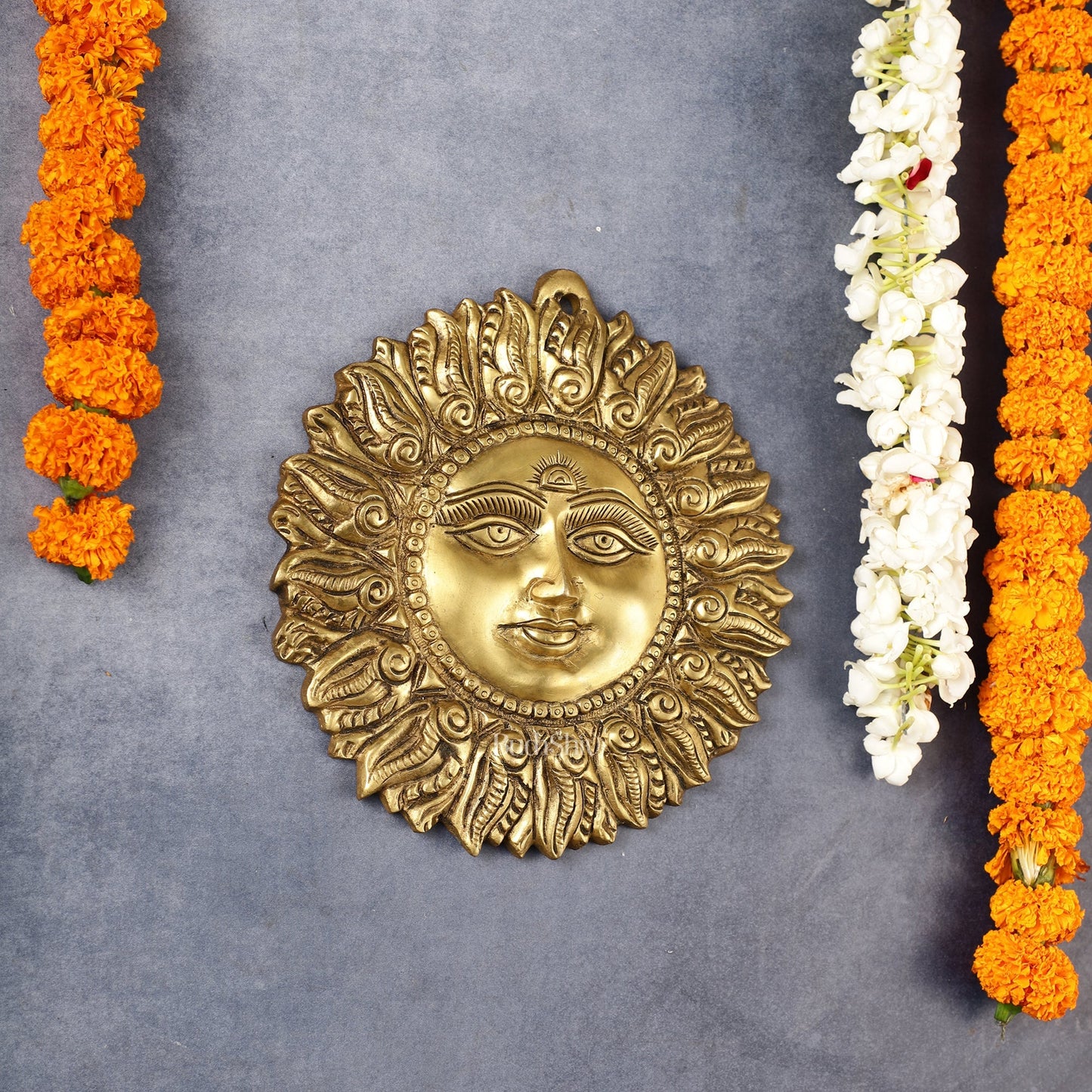 Superfine Brass Surya Dev Sun God Wall Hanging - 8.5x8.5x2 Inch
