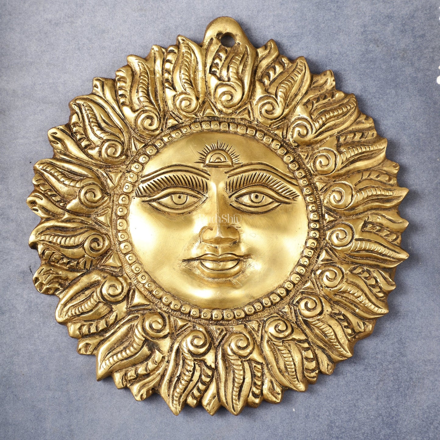 Superfine Brass Surya Dev Sun God Wall Hanging - 8.5x8.5x2 Inch