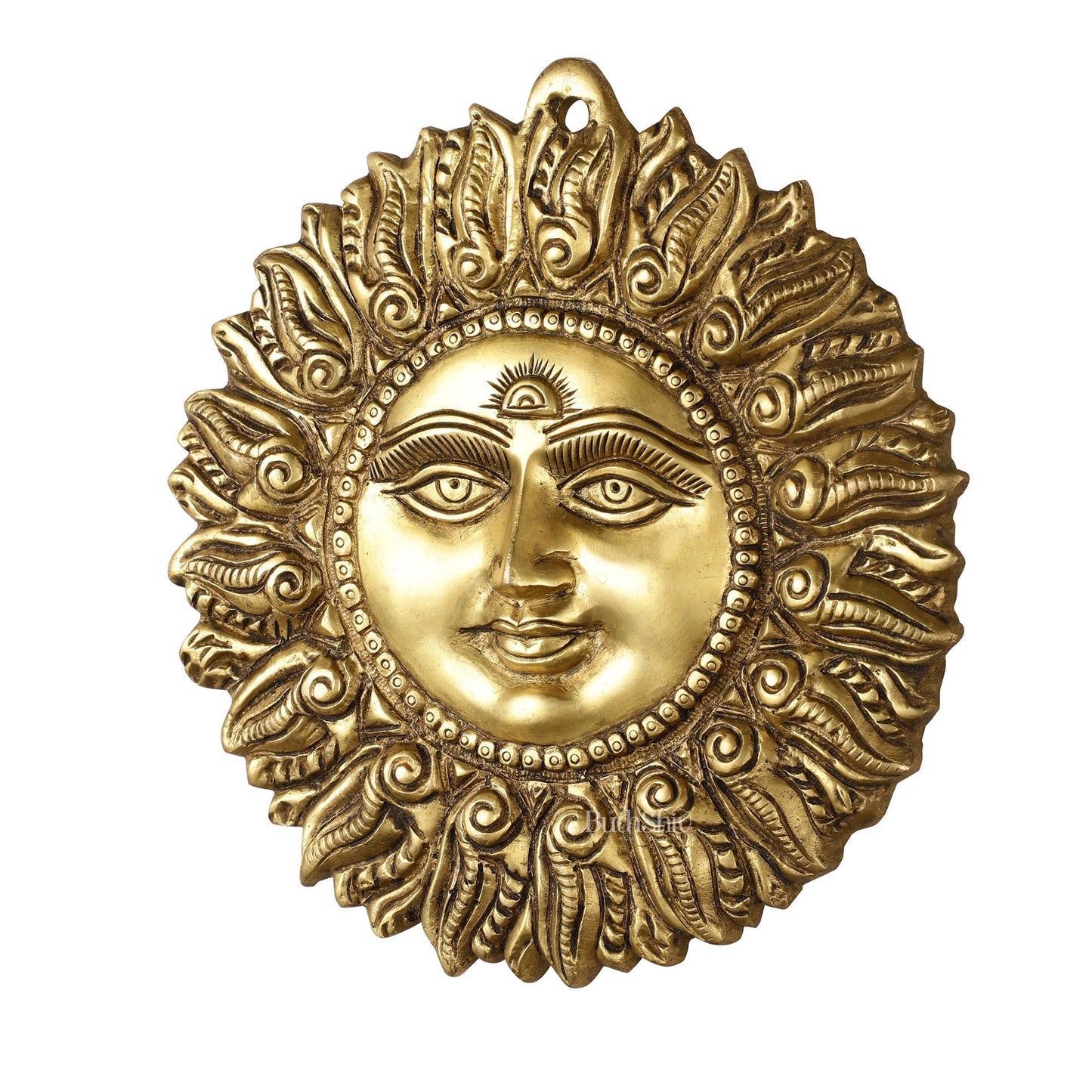 Superfine Brass Surya Dev Sun God Wall Hanging - 8.5x8.5x2 Inch