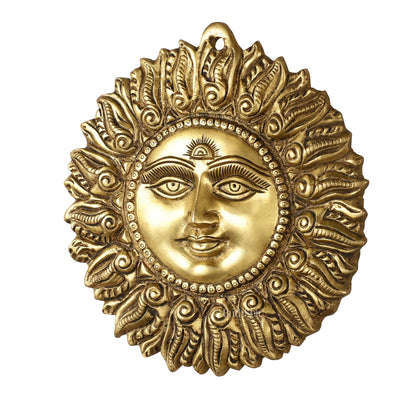 Superfine Brass Surya Dev Sun God Wall Hanging - 8.5x8.5x2 Inch