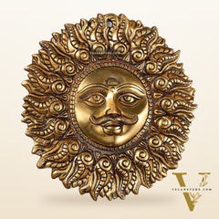 Superfine Brass Surya dev wall hanging 11"