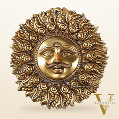 Superfine Brass Surya dev wall hanging 11"