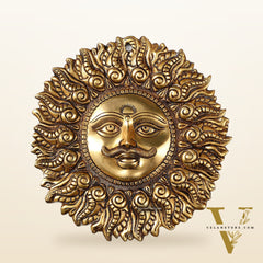 Superfine Brass Surya dev wall hanging 11"