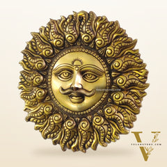 Superfine Brass Surya dev wall hanging 11"