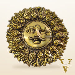 Superfine Brass Surya dev wall hanging 11"