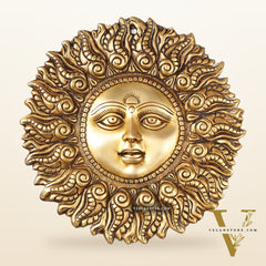 Superfine Brass Surya dev wall hanging antique tone
