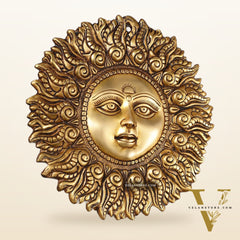 Superfine Brass Surya dev wall hanging antique tone