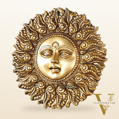 Superfine Brass Surya dev wall hanging antique tone