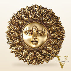 Superfine Brass Surya dev wall hanging antique tone