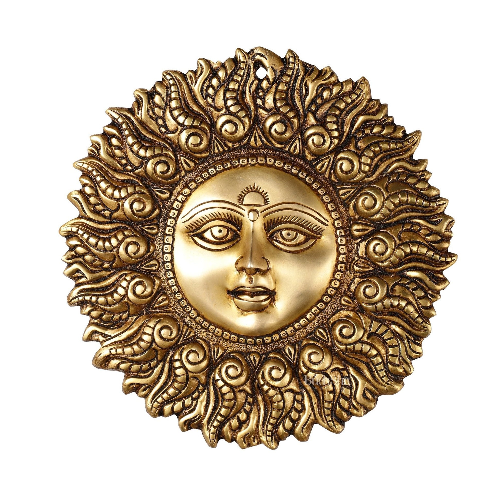 Superfine Brass Surya dev wall hanging antique tone