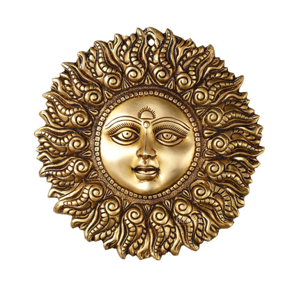Superfine Brass Surya dev wall hanging antique tone