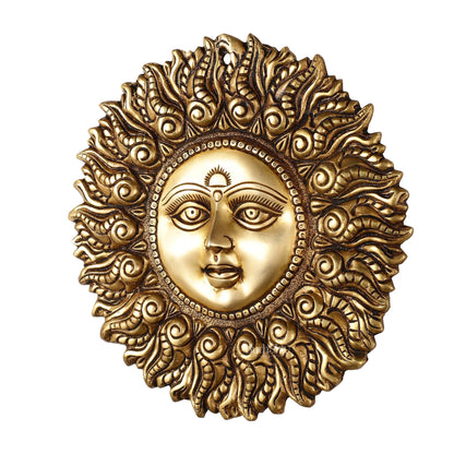 Superfine Brass Surya dev wall hanging antique tone