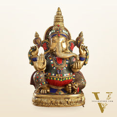 Superfine Brass Surya Ganapathi Statue | 20" Height | Sharp Facial Expressions
