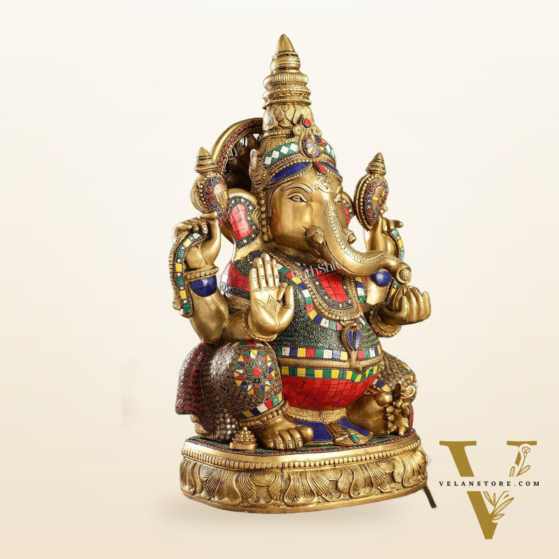 Superfine Brass Surya Ganapathi Statue | 20" Height | Sharp Facial Expressions