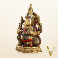 Superfine Brass Surya Ganapathi Statue | 20" Height | Sharp Facial Expressions