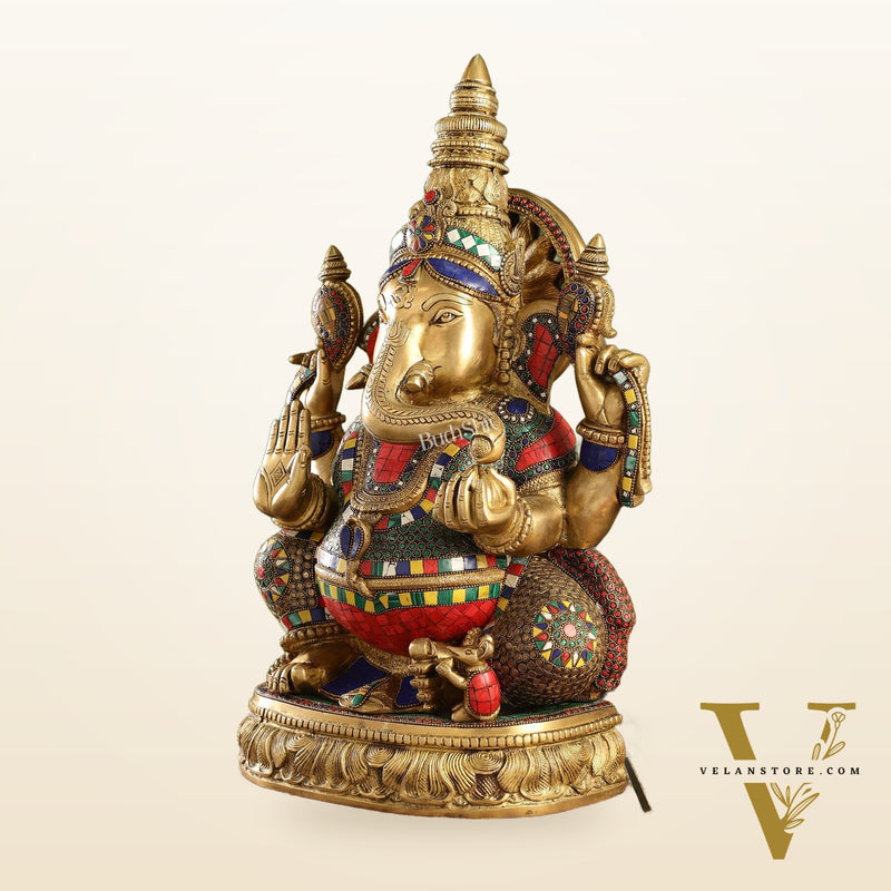 Superfine Brass Surya Ganapathi Statue | 20" Height | Sharp Facial Expressions