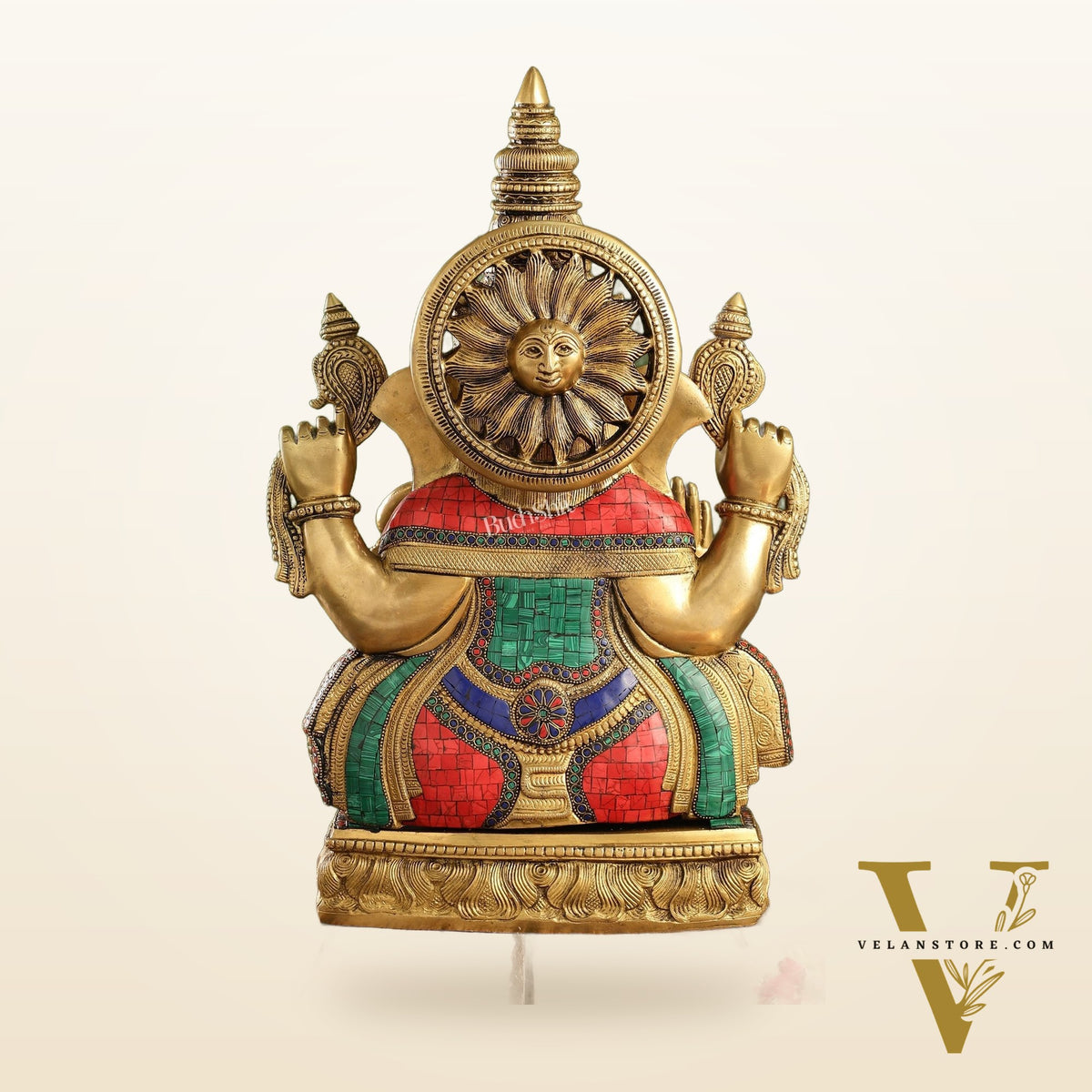 Superfine Brass Surya Ganapathi Statue | 20" Height | Sharp Facial Expressions