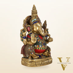 Superfine Brass Surya Ganapathi Statue | 20" Height | Sharp Facial Expressions