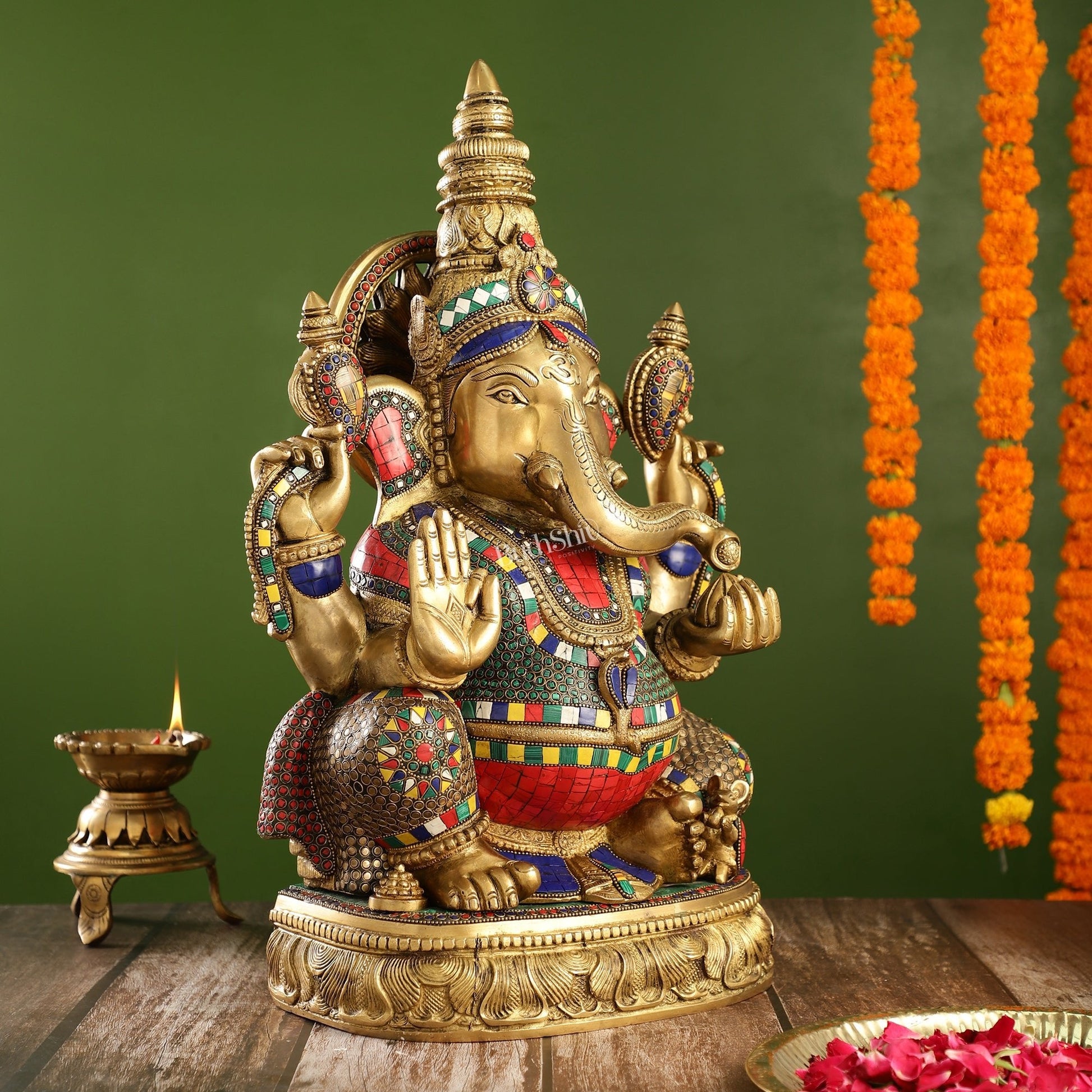 Superfine Brass Surya Ganapathi Statue | 20" Height | Sharp Facial Expressions